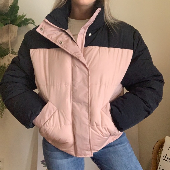 Pink & Navy Puffer Coat - Picture 2 of 4